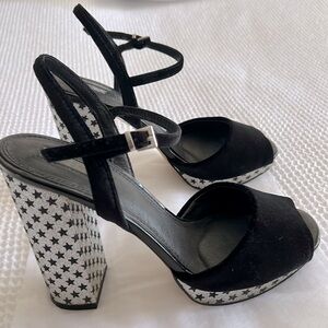 Topshop Elegant Black Slingback Platform Heels